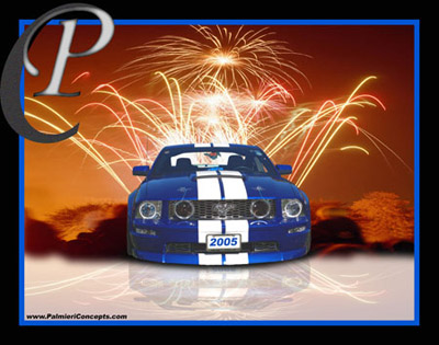 P131-2005-Mustang-GT-Blue-Front-Fireworks