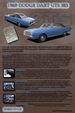 aBJ05-1969 DODGE DART GTS 383-car display board