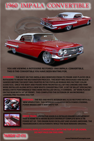 aBJ08-1960 IMPALA CONVERTIBLE-car display board