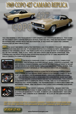 BJ18-1969 COPO 427 CAMARO REPLICA-show board